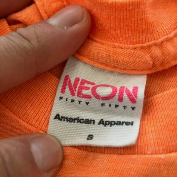 Vintage American Apparel Mens 3x Tshirt Lot Small Neon Orange Teal Yellow 50/50 - Picture 4 of 11